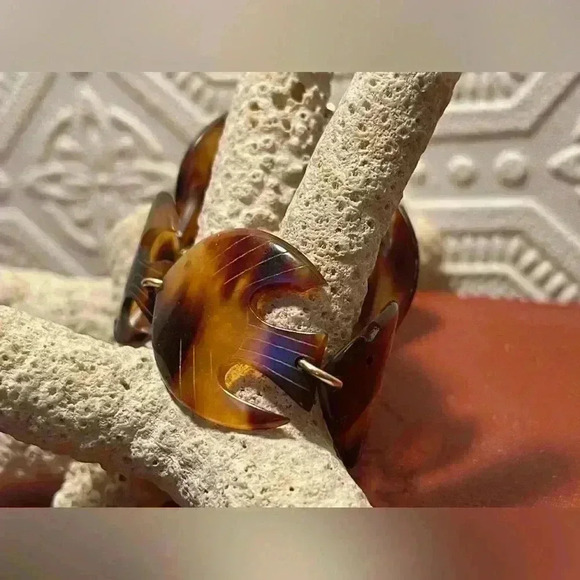 Vintage Tortoise Shell Angel  Fish Link Bracelet 1/20 12k GF - Picture 4 of 6